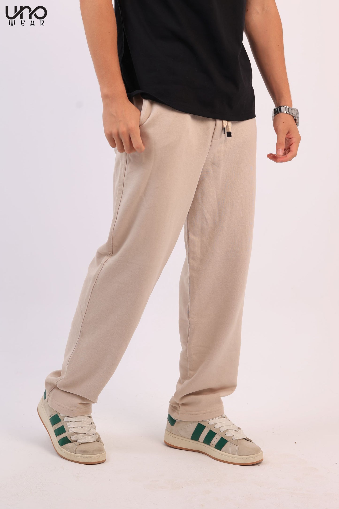 Beige Straight Sweatpants