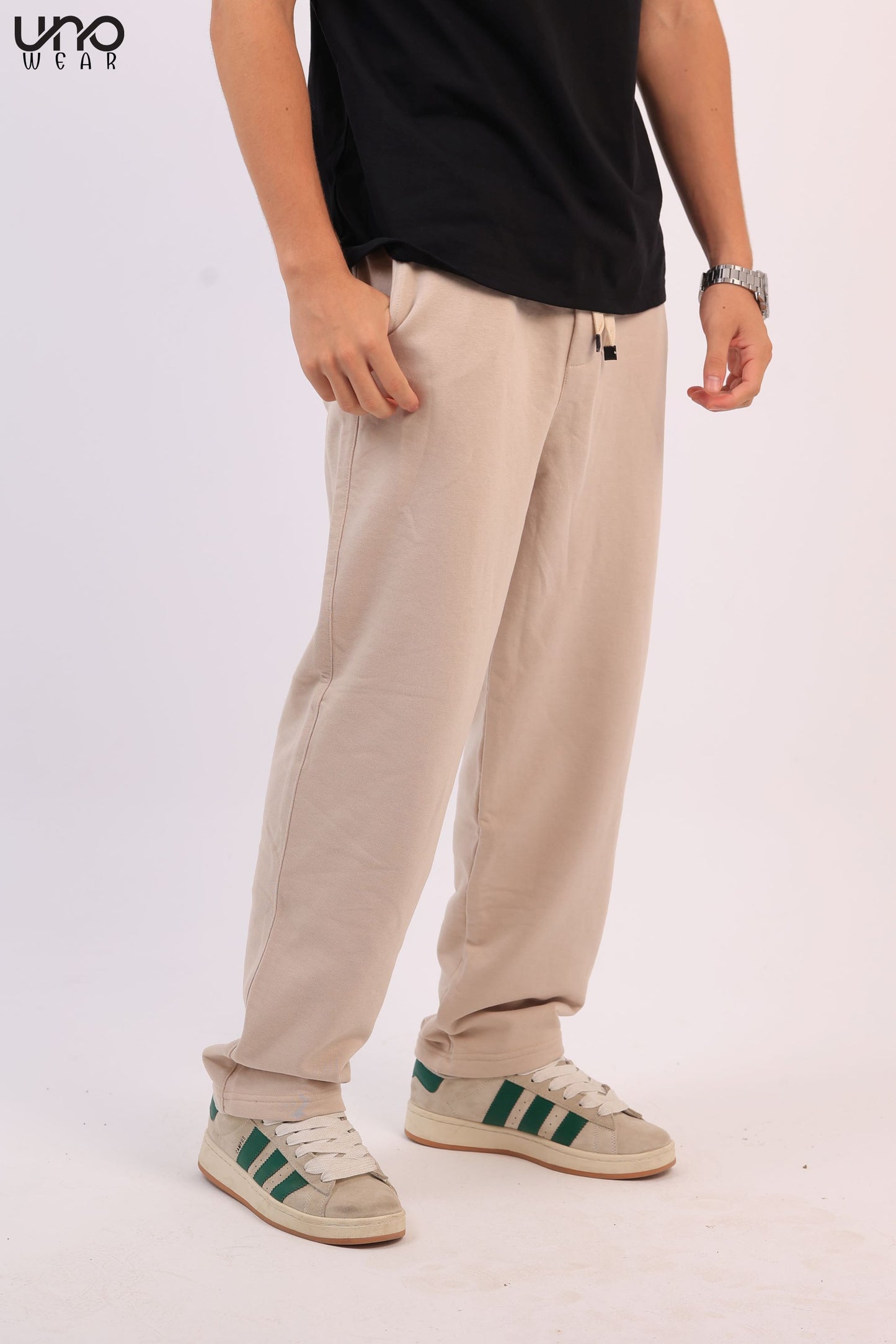 Beige Straight Sweatpants